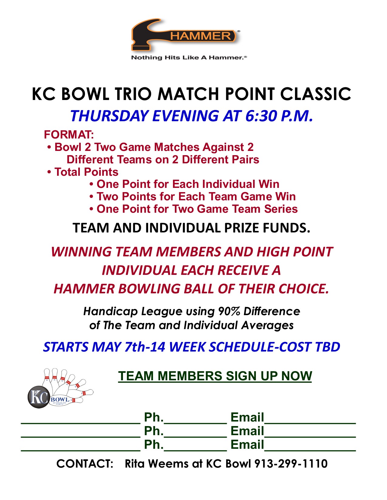trio match point classic: Thursday evenings at 6:30PM